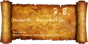 Hadaró Barnabás névjegykártya